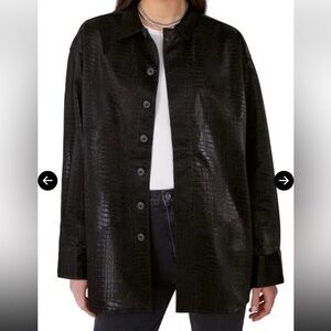 Black Faux Croc Button-Up Jacket | Favorite Daughter